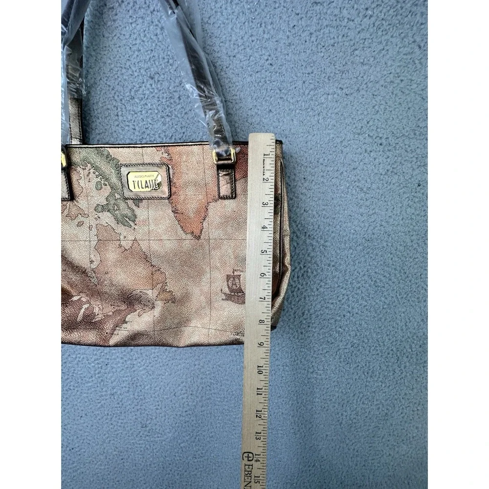 Alviero Martini 1a Classe Geo Map Metallic Bronze Shoulder Bag Tote NWT